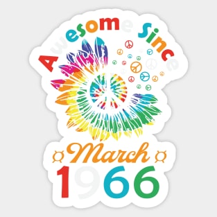 Funny Birthday Quote, Awesome Since March 1966, Retro Birthday Sticker